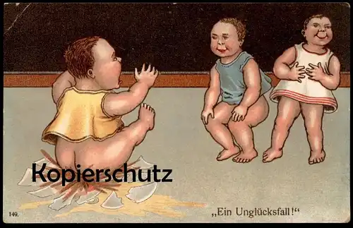 ALTE POSTKARTE EIN UNGLÜCKSFALL Pot de chambre Nachttopf chamber pot Jerry Humour fille fillette enfant bébé baby babies