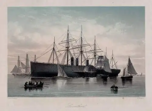 Leviathan. Das größte Schiff der Welt. Originaler Stahlstich, French von 1858