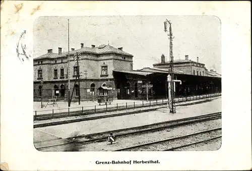 Ak Herbesthal Lontzen Wallonien Lüttich, Grenz Bahnhof