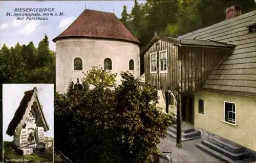 Ak Sosnówka Seidorf Podgórzyn Giersdorf Riesengebirge Schlesien, St Annakapelle, Forsthaus