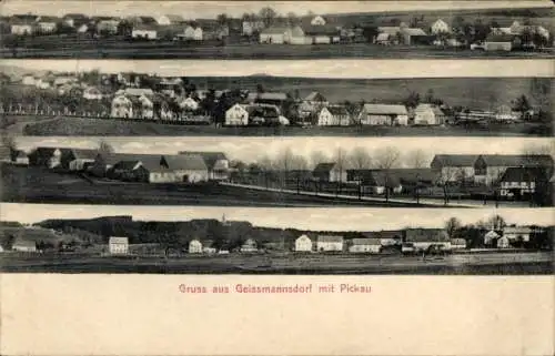 Ak Pickau Geissmannsdorf Geißmannsdorf Bischofswerda in Sachsen, 4 Panoramen