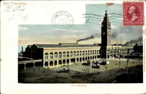 Ak San Francisco Kalifornien USA, Ferry Building,  historische Postkarte, Copyright, M. Blind,...