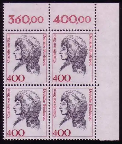 1582 Frauen Charlotte von Stein 400 Pf Eck-Vbl. or ** postfrisch