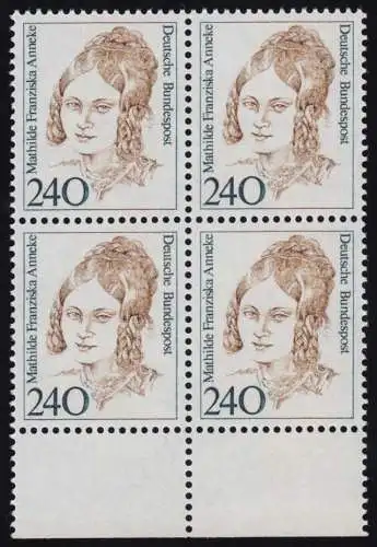 1392 Frauen Mathilde Franziska Anneke 240 Pf UR-Viererbl. ** postfrisch