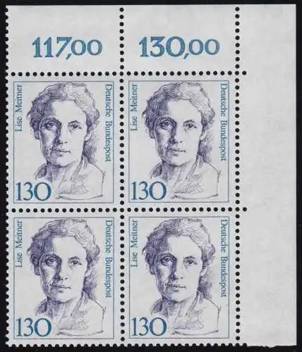 1366 Frauen Lise Meitner 130 Pf Eck-Vbl. or ** postfrisch