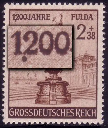 886I Fulda 1944 - Plattenfehler Fleck unter 2 von 1200, F.1, postfrisch **
