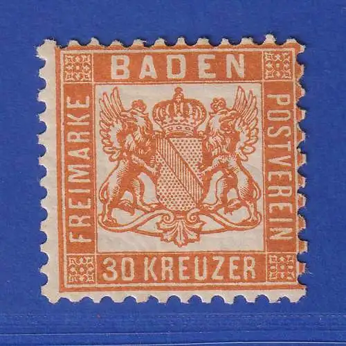 Baden 1862 Wappen 30 Kreuzer  Mi.-Nr. 22 b ungebraucht * 