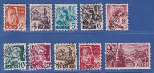 Franz. Zone Baden 3. Freimarkenausgabe Mi.-Nr. 28-37 kpl. O, 40er gepr. BPP