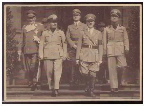 [Propagandapostkarte] Dt- Reich (007506) Propagandakarte, Männer der Zeit, Der Führer und Duce, Göring, Hess und Ciano, gelaufen SST München. 