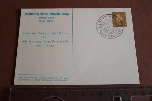 tolle alte Postkarte - Postwertzeichen-Ausstellung Stuttgart 1931 