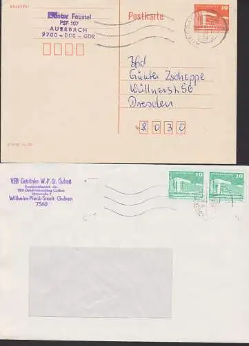 MWSt. sowjetischer Bauart aus Wilhelm-Pieck-Stadt Guben bzw. Auerbach auf GA bzw. Fernbrief