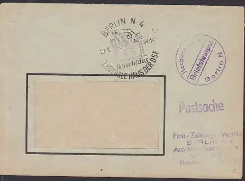 Briefstempel Berlin N4 Postsache SSt. Besucht das zentrale Haus der DSF 27.2.64
