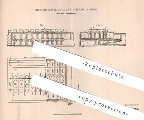 original Patent - Josef Neumayer , Ludwig Hessling , Bonn | Zitter mit Zungenstimmen | Musikinstrument Musik , Harmonium