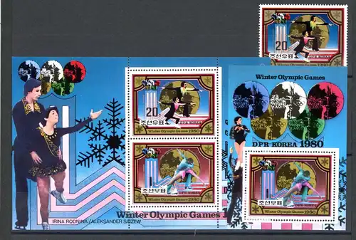 Korea 2038 + KB + Bl. 80 postfrisch Olympia 1980 Lake Placid #1H572