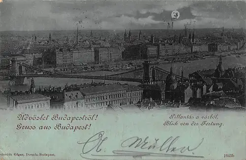 Budapest Blick von der Festung Mondscheinkarte gl1899 149.945
