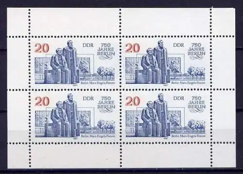 (2030) DDR Nr.3077 Kleinbogen       **  postfrisch