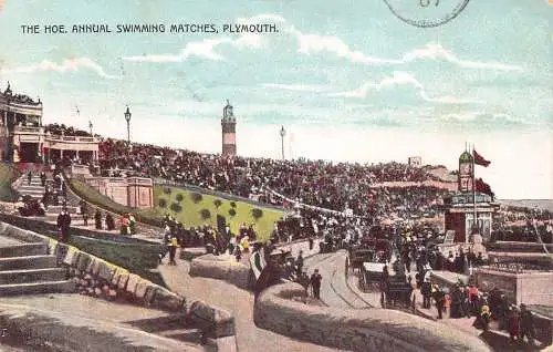 England 1907 Plymouth The Hoe Annual Swimming Matches Vintage Postkarte