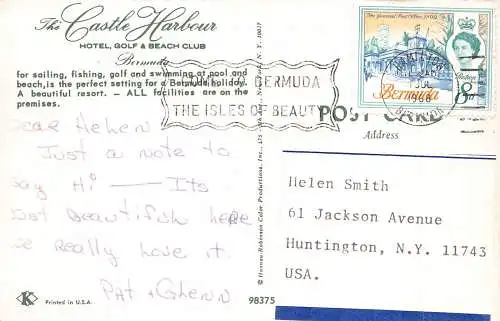 Bermuda 1968 Castle Harbour Hotel Golf Beach Club Vintage Postkarte