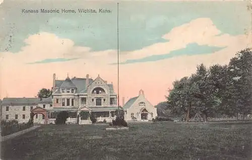 USA 1908 Kansas Wichita Freimaurerheim Vintage Postkarte