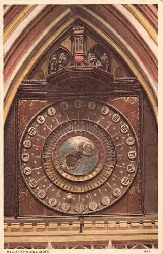 A665 England Wells Cathedral Clock Vintage Postkarte