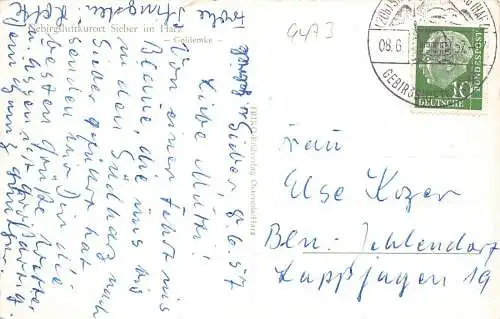 Deutschland 1957 Gebirgsluftkurort Sieber im Harztal Ansicht Vintage Postkarte
