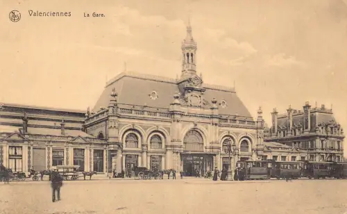 A661 Frankreich Valenciennes Bahnhof Straßenbahn Vintage Postkarte