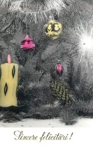 Christmas Greeetings decorated tree detail aspect