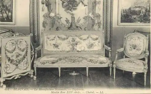 France Beauvais La Manufacture Nationale Tapisserie Meuble Rose XIX siecle
