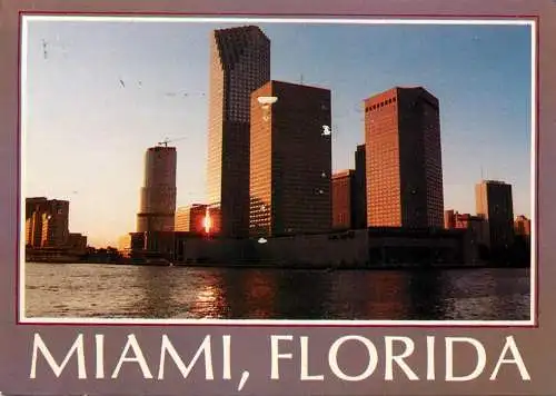 USA Miami skyline view sunset aspect