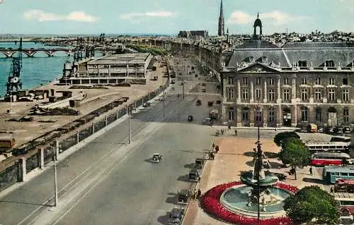 cpsm France Bordeaux Place de la Bourse , Palais de la Douane & Quai Richelieu