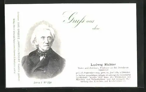 Künstler-AK Ludwig Richter: Porträt des Zeichners und Malers Ludwig Richter