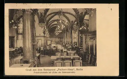 AK Berlin, Restaurant Pschorr-Haus in der Friedrichstrasse 165, Innenansicht