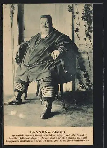 AK E. Cannon, genannt Colossus, Der schwerste Mensch aller Zeiten