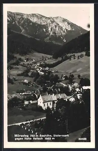 AK Mürzsteg /Steiermark, Ortsansicht gegen Hohe Veitsch