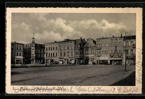 AK Lissa /Warthegau, Marktplatz-Nordseite mit Geschäften Kaisers, K. Pehek und L. Schmidt
