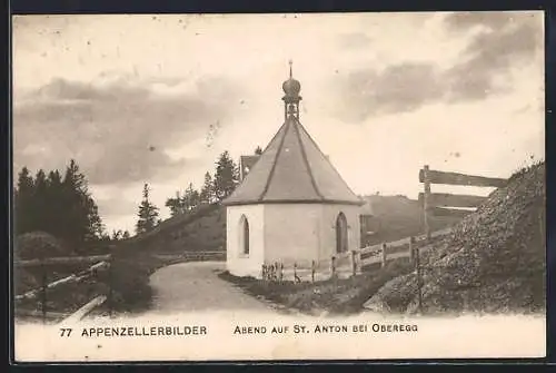 AK St. Anton bei Oberegg, Kapelle am Abend