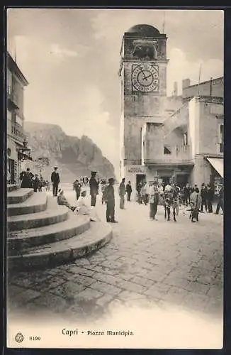 AK Capri, Piazza Municipio, Partie am Uhrturm