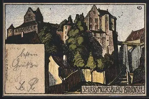 Steindruck-AK Meersburg, Schloss
