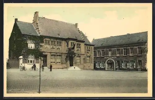 AK Chièvres, Le château d`Egmont et le cercie Notre-Dame