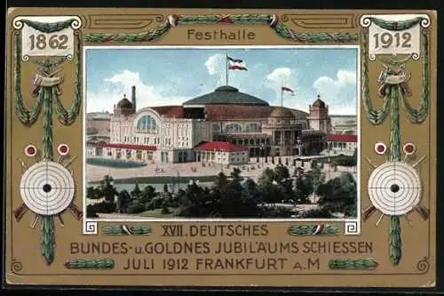 AK Frankfurt, Bundes- u. Goldnes Jubiläumsschiessen 1912, Festhalle, Zielscheiben