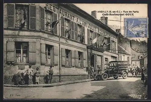 AK Andilly, Rue de Paris, Café-Restaurant Goux