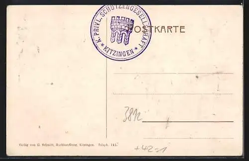 AK Kitzingen, 500 jähriges Jubiläum der Kgl. privil. Schützengesellschaft 1908, Schützenhaus, Viste Kitzingen