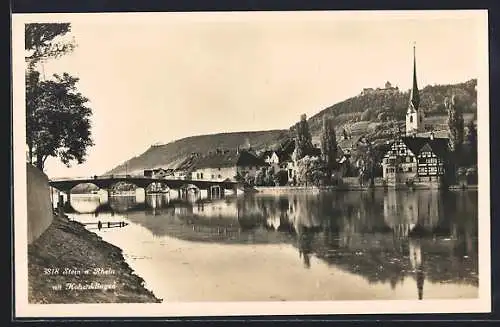 AK Stein a. Rhein, Ortspanorama mit Brücke und Hohenklingen