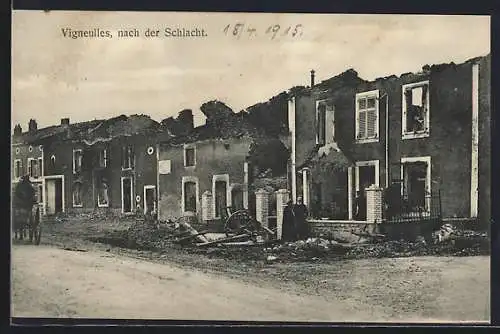AK Vigneulles, Wohnhäuser nach dem Beschuss