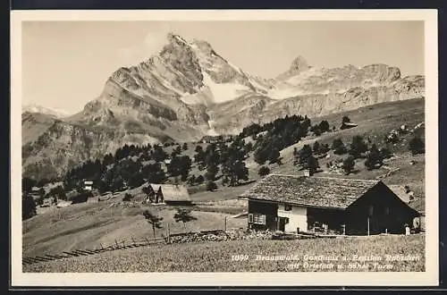 AK Braunwald, Gasthaus und Pension Rubschen mit Ortstock und hohem Turm