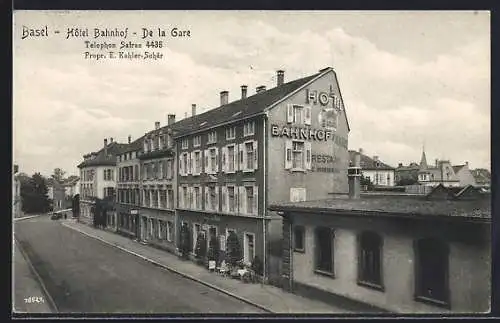 AK Basel, Hotel Bahnhof v. E. Kohler-Schär, De la Gare