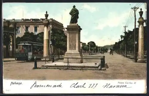 AK Habana, Paseo Carlos III., Strassenbahn