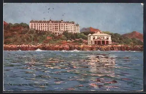 Künstler-AK Cap Martin, Hôtel et pavillon en bord de mer