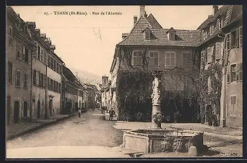 AK Thann, Rue de l`Abattoir mit Brunnen