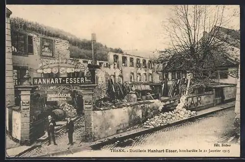AK Thann, Distillerie Hanhart-Esser, bombardiert im Januar 1915